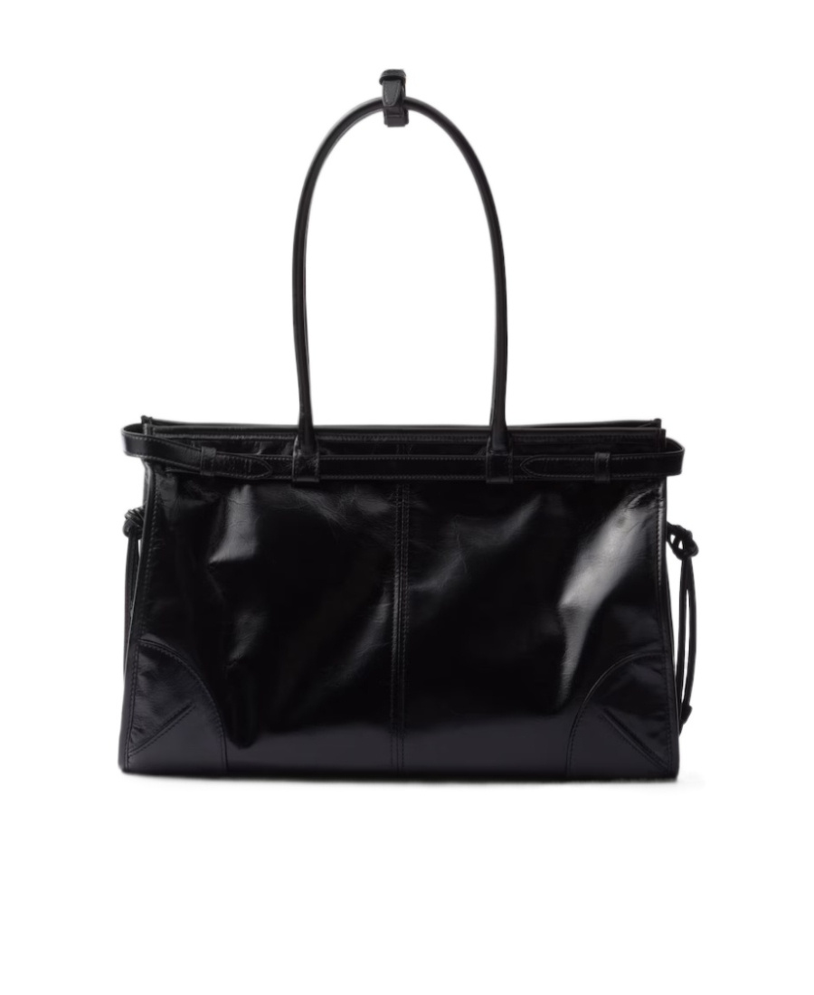 Prada Bonnie Extragrosse Handtasche Aus Leder In Black