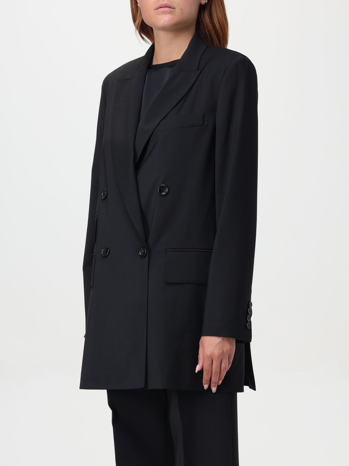 Max Mara Double-breasted Wool Blazer In Black