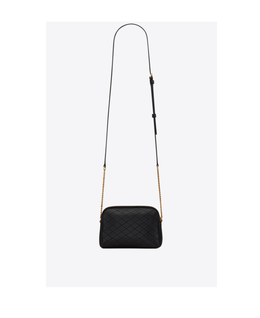Saint Laurent Mini Cassandre Patent Camera Bag In Black