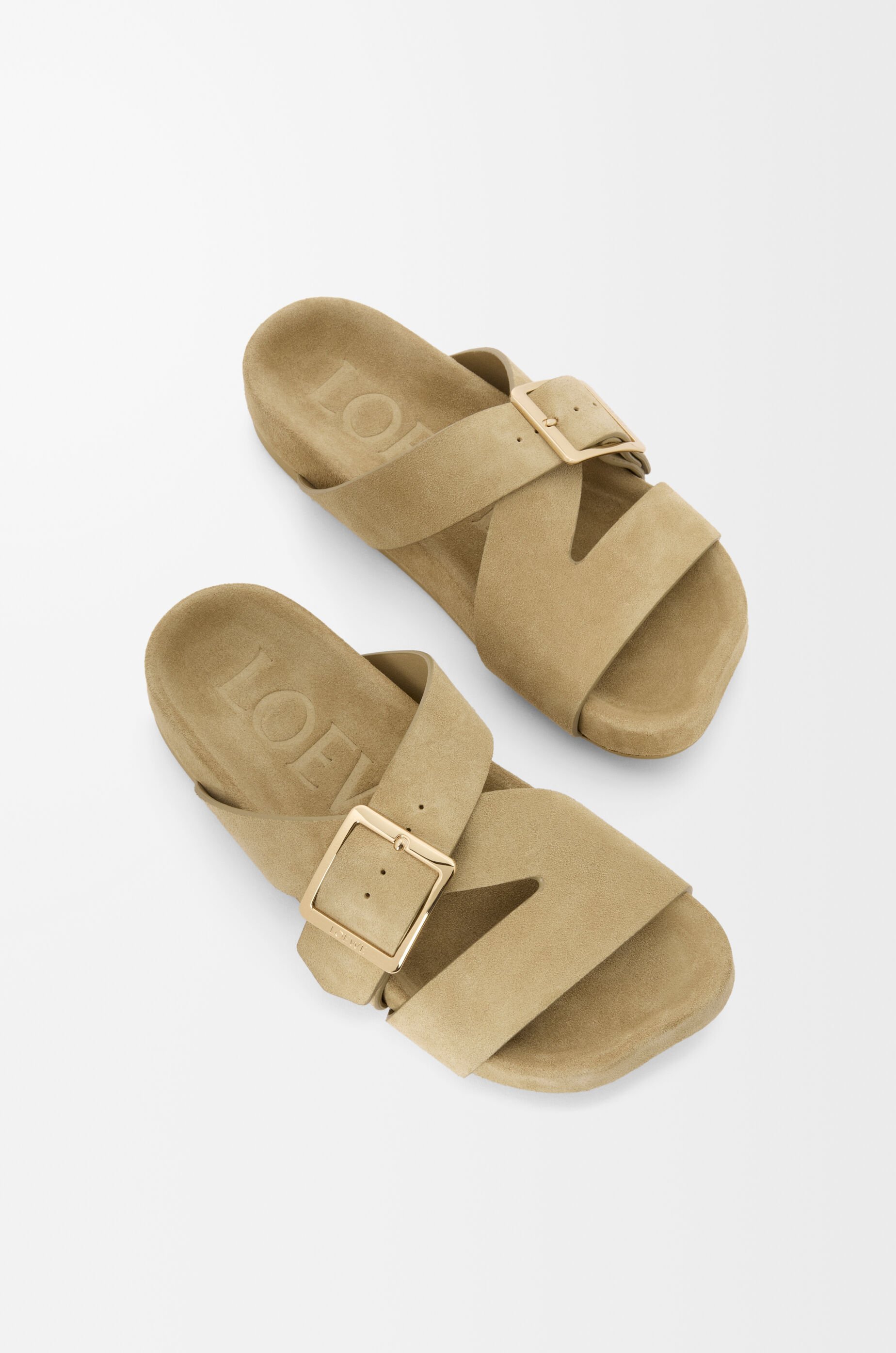 Loewe Buckle Strap Sandals In Neutral