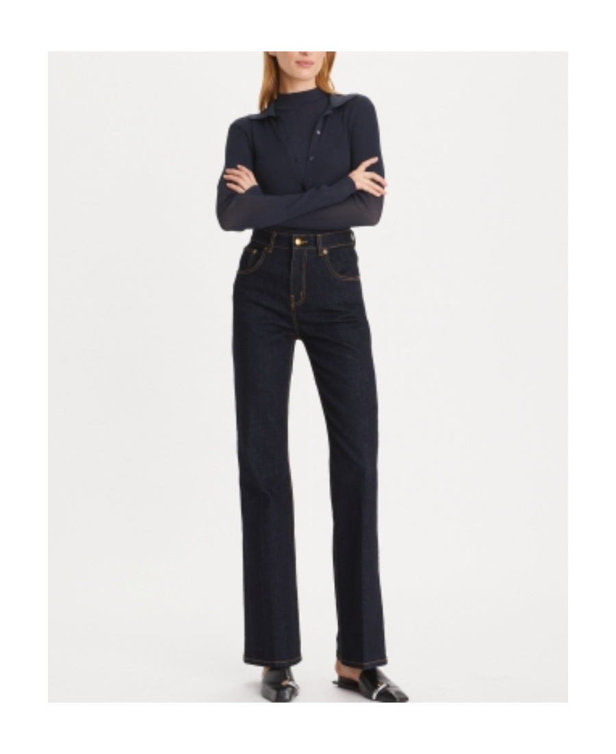 Shop Tory Burch Bootcut Cotton Jeans In Black
