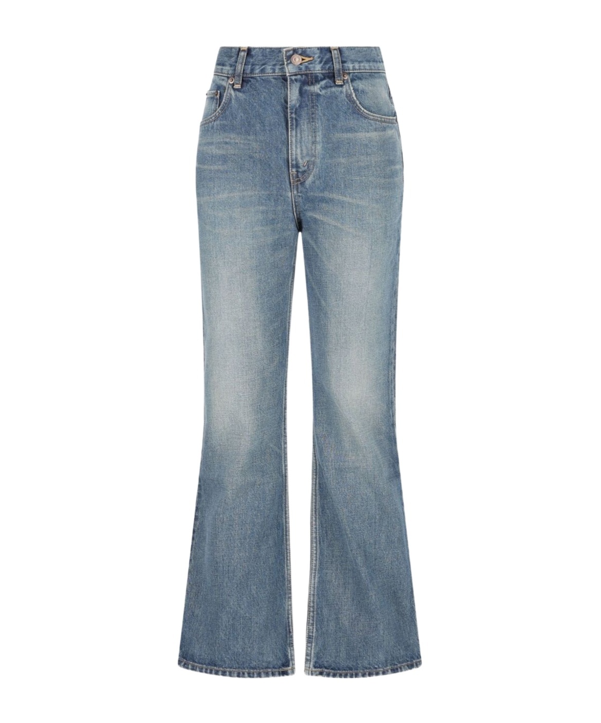 Celine Waistband Denim Trousers In Gray