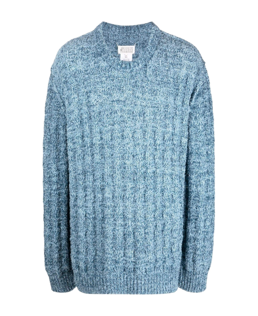 Maison Margiela Ribbed-knit Crew-neck Jumper In Blue