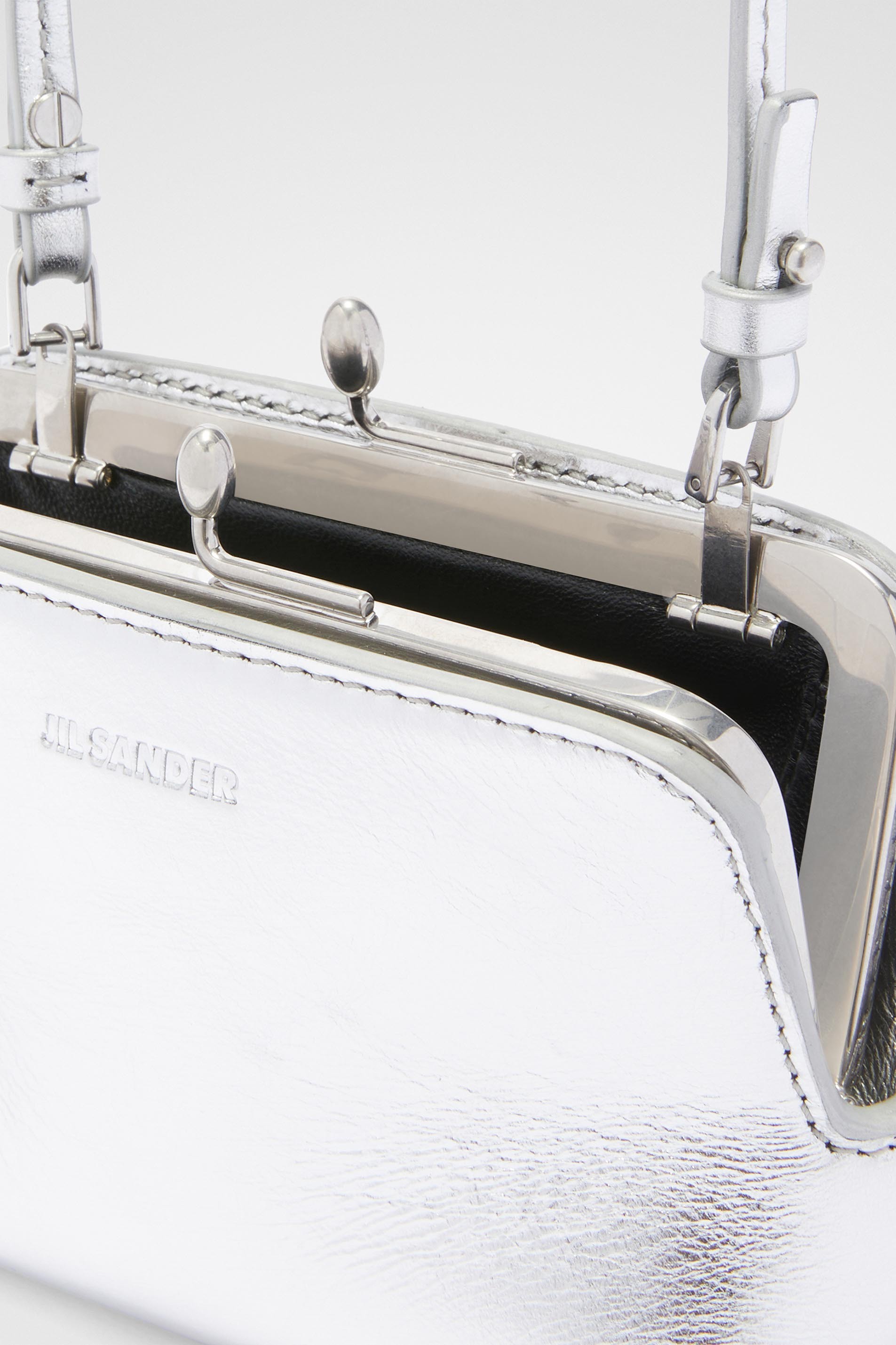 Jil Sander Goji Micro Metallic Leather Bag In White