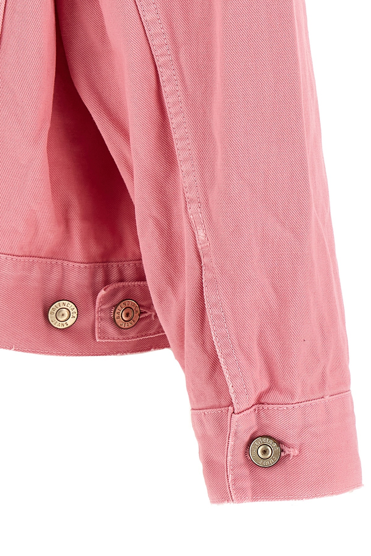 Shop Balenciaga Logo-embroidered Denim Jacket In Pink
