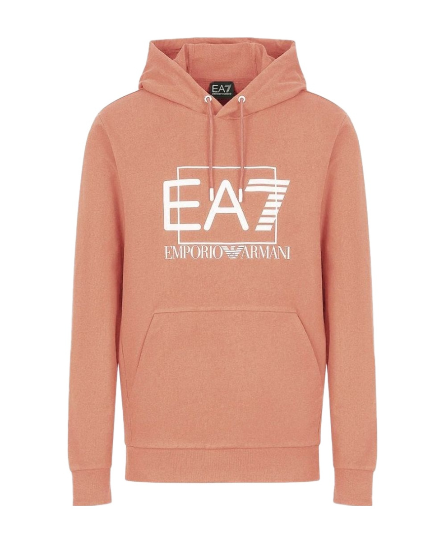 Ea7 Logo-print Cotton Hoodie In Pink
