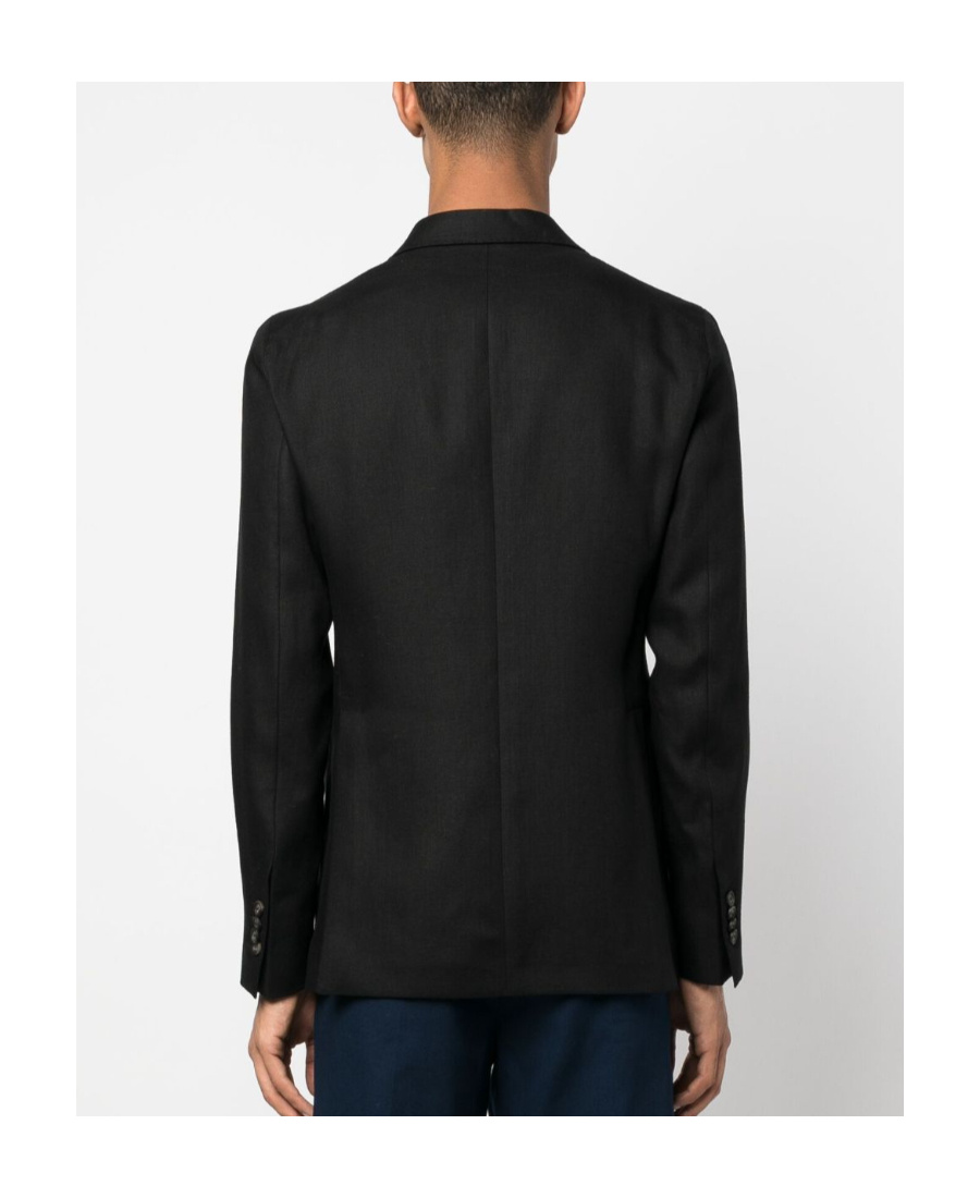 Tagliatore Blazer Doppiopetto In Lino Fiammato In Black