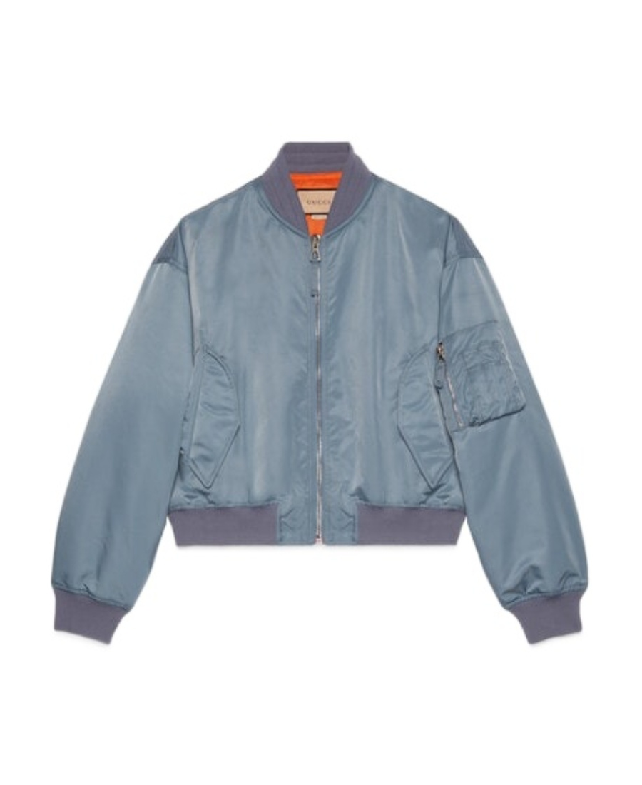 Gucci Logo-print Bomber Jacket In Gray