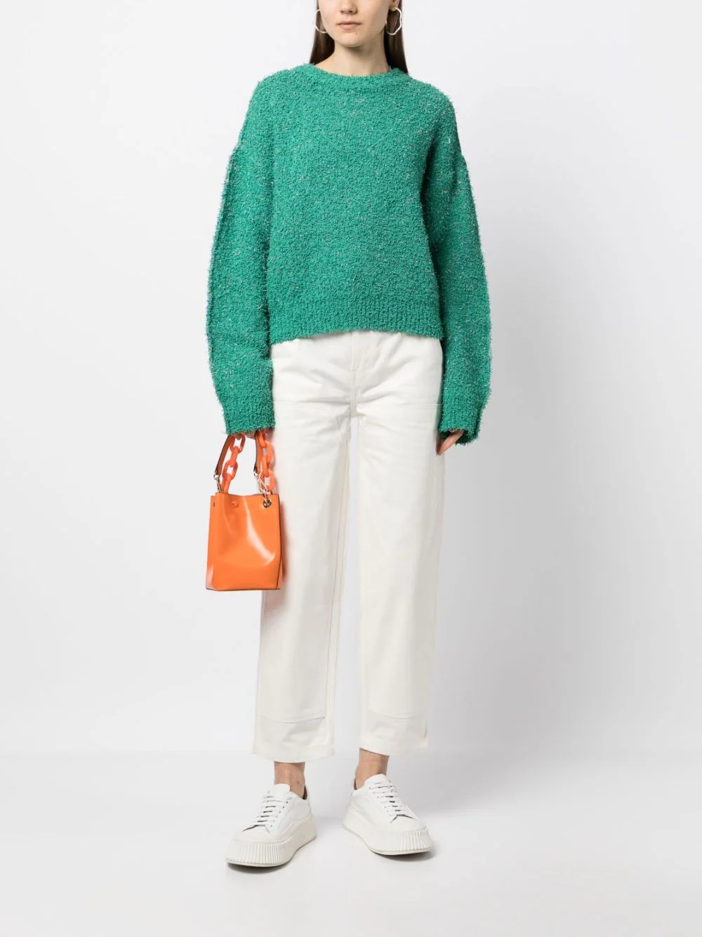 Shop Maison Kitsuné Belt Ring Denim Trousers In White