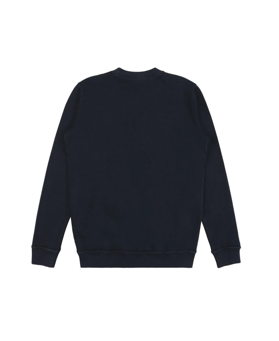 Shop Hugo Boss Navy Blue Round Collar Logo Sweater In Black