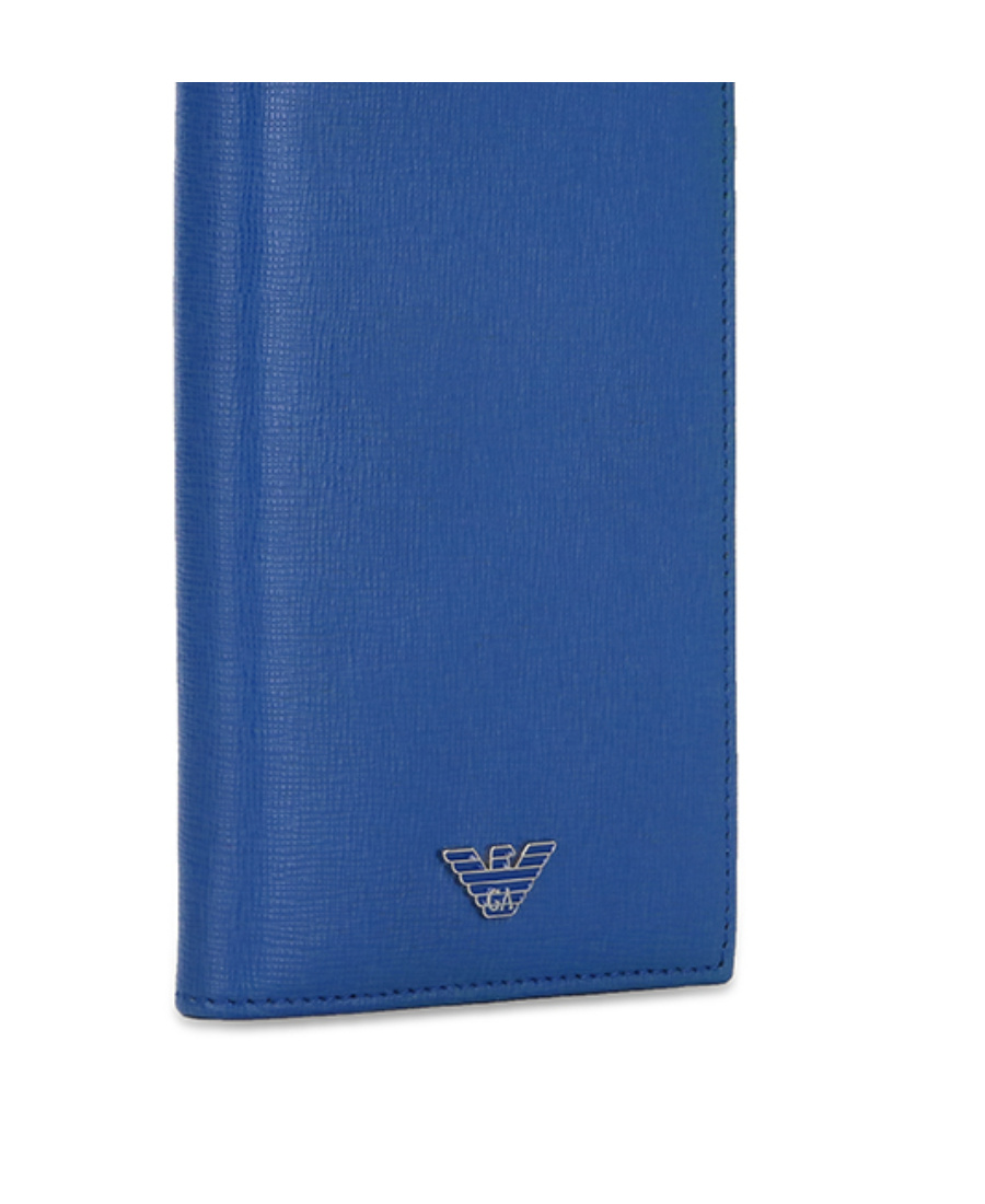 Emporio Armani Logo Details Wallet In Blue