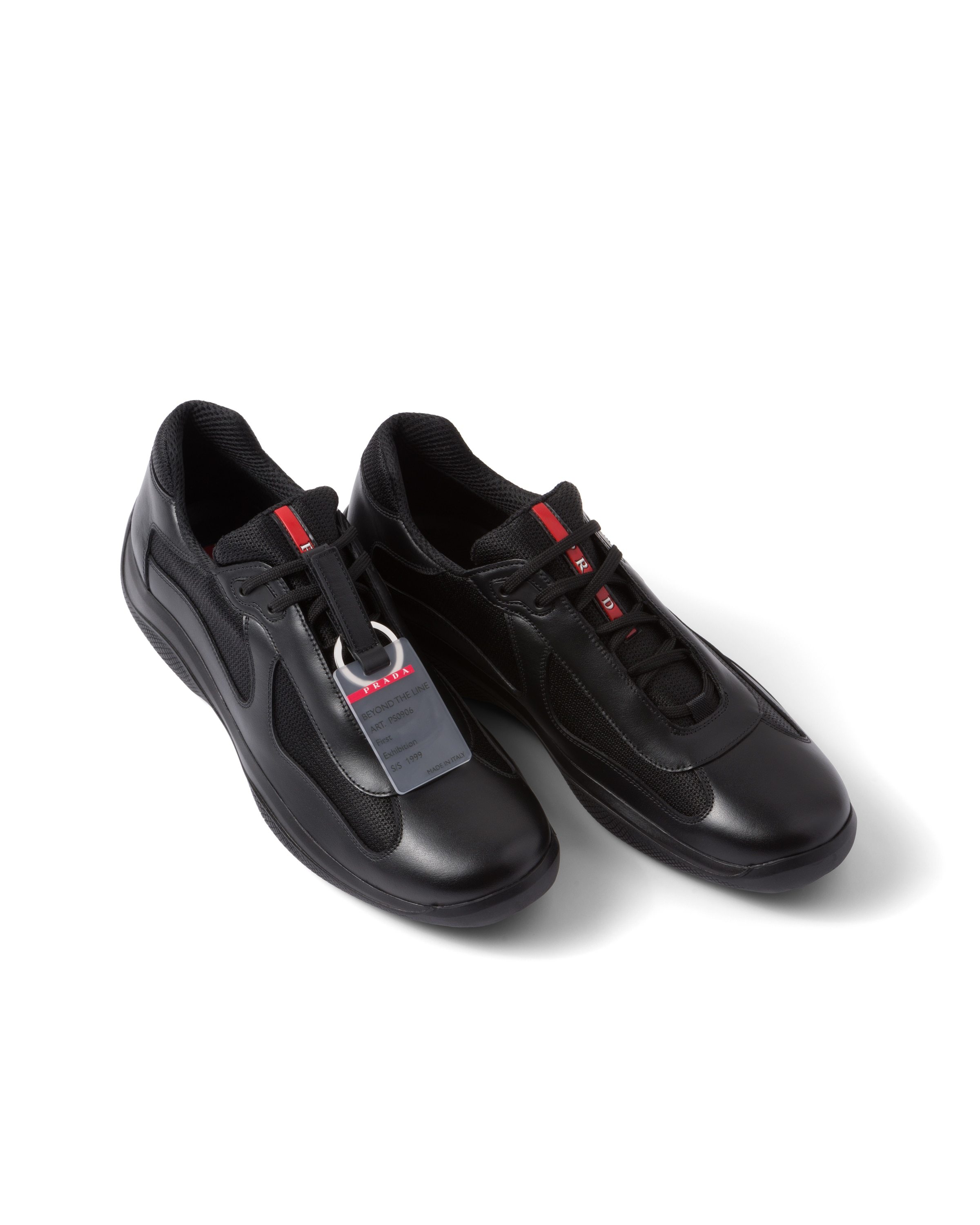 Prada Fabric And Leather America S Cup Sneakers In Black