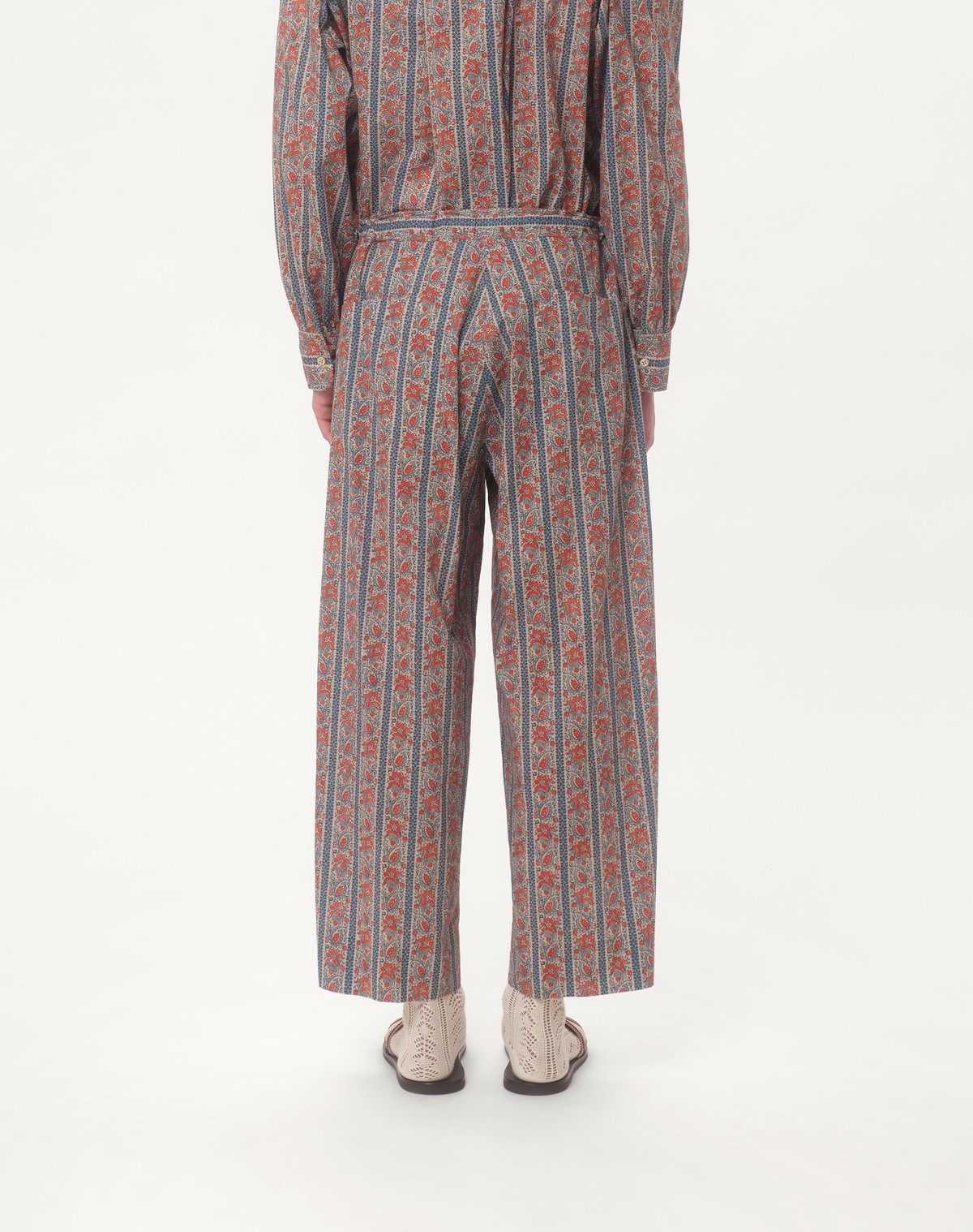 Valentino Voyage Imaginaire Print Straight Pants In Gray