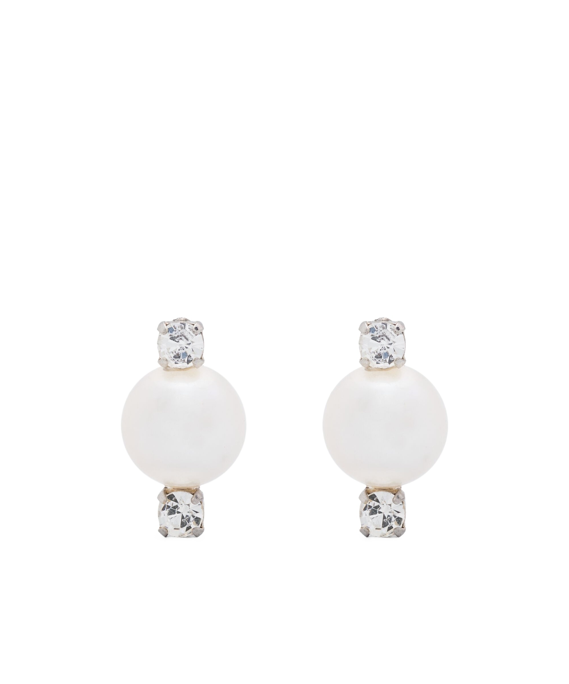 Simone Rocha Double Crystal Pearl Stud Earrings In Silver