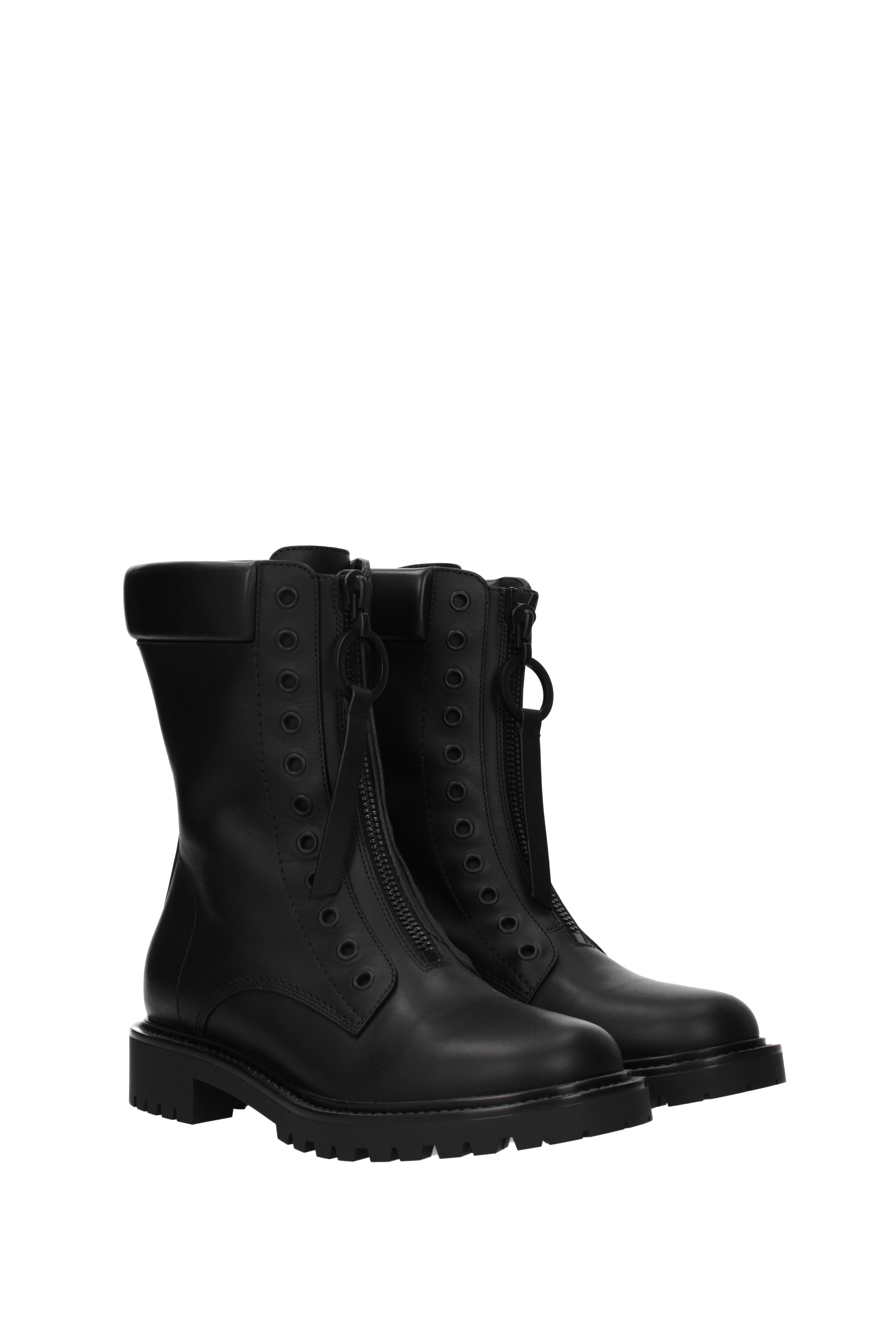 Dior Black Zipper Ankle Boots In Black