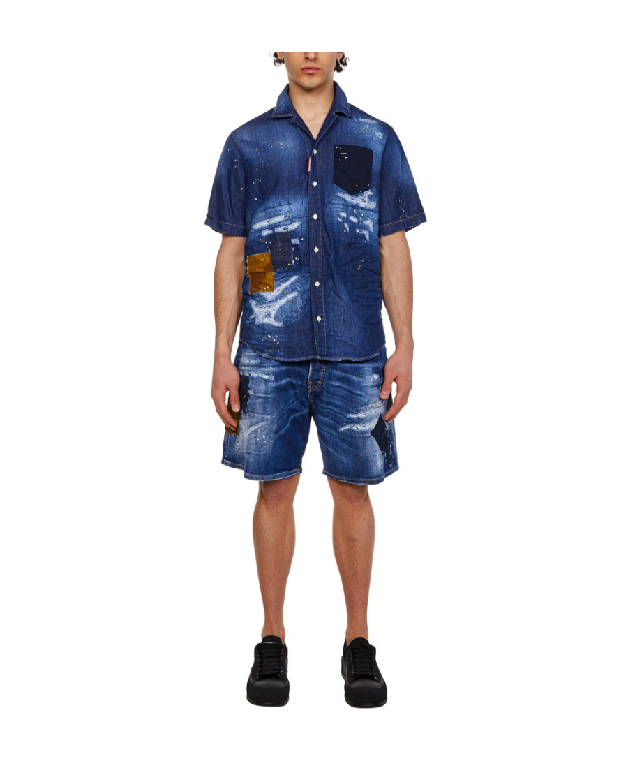 Dsquared2 Short-sleeved Denim Shirt In Blue
