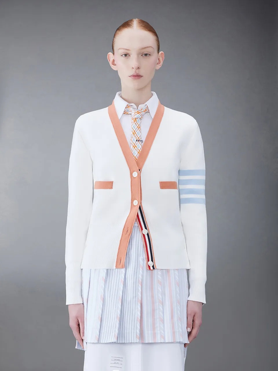 Thom Browne 4-bar-stripe Cotton Cardigan In White