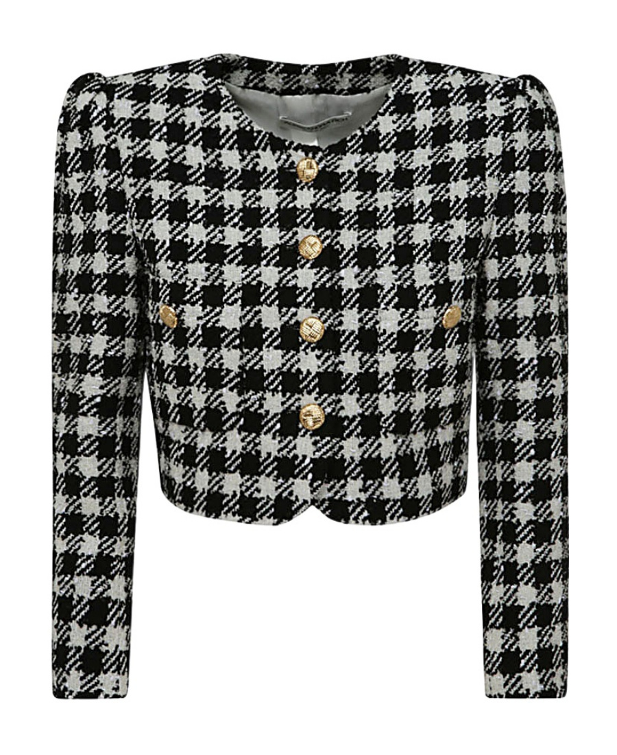 Alessandra Rich Check Casual Coat In Black