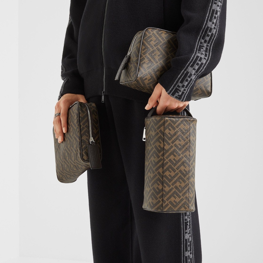Shop Fendi Brown Fabric Toiletry Case