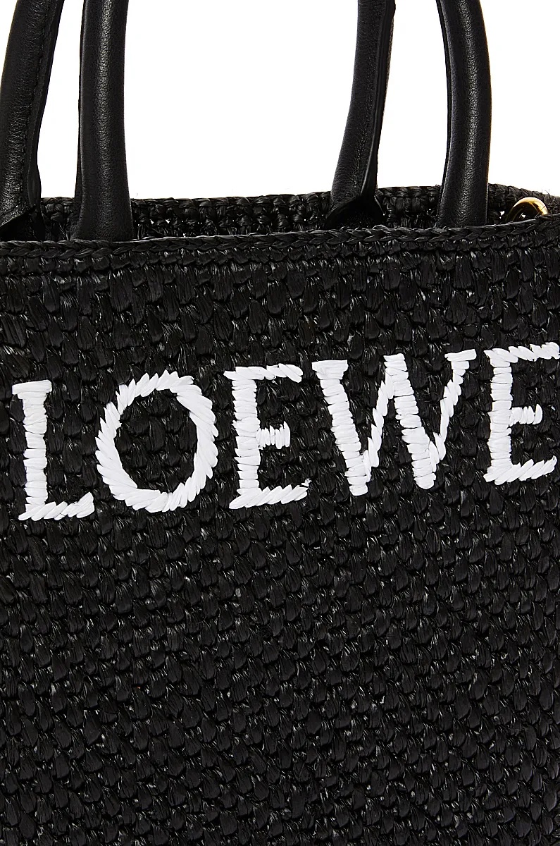 Loewe Standard A5 Tote Bag In Raffia In Black