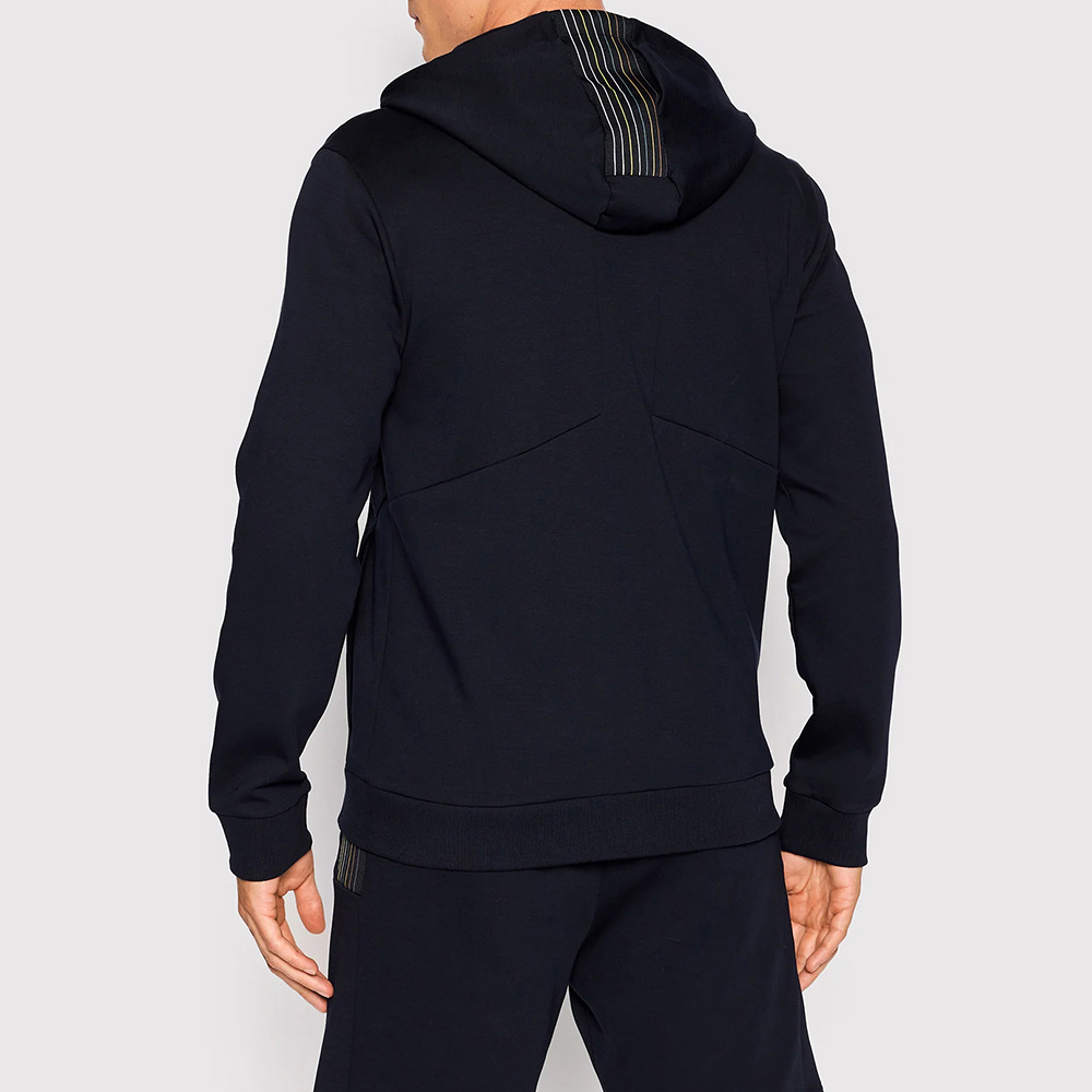 Shop Hugo Boss Logo Embroidered Zipper With Hat Casual Coat In Black