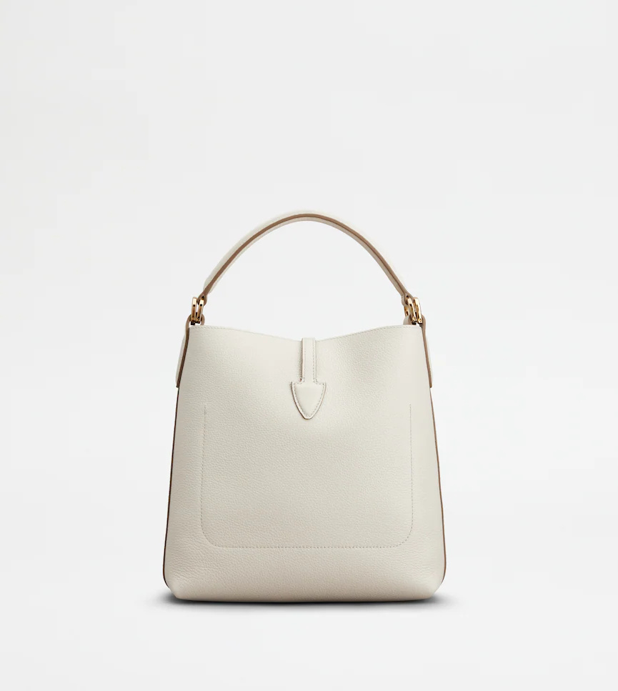 Tod's Mini T Timeless Leather Bucket  Bag In White