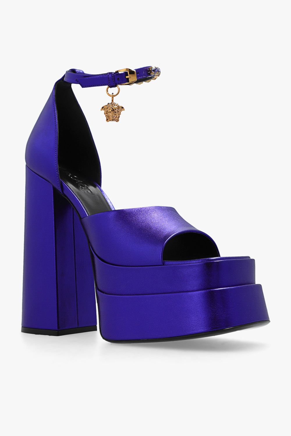 Versace Medusa-plaque Open-toe Sandals In Blue