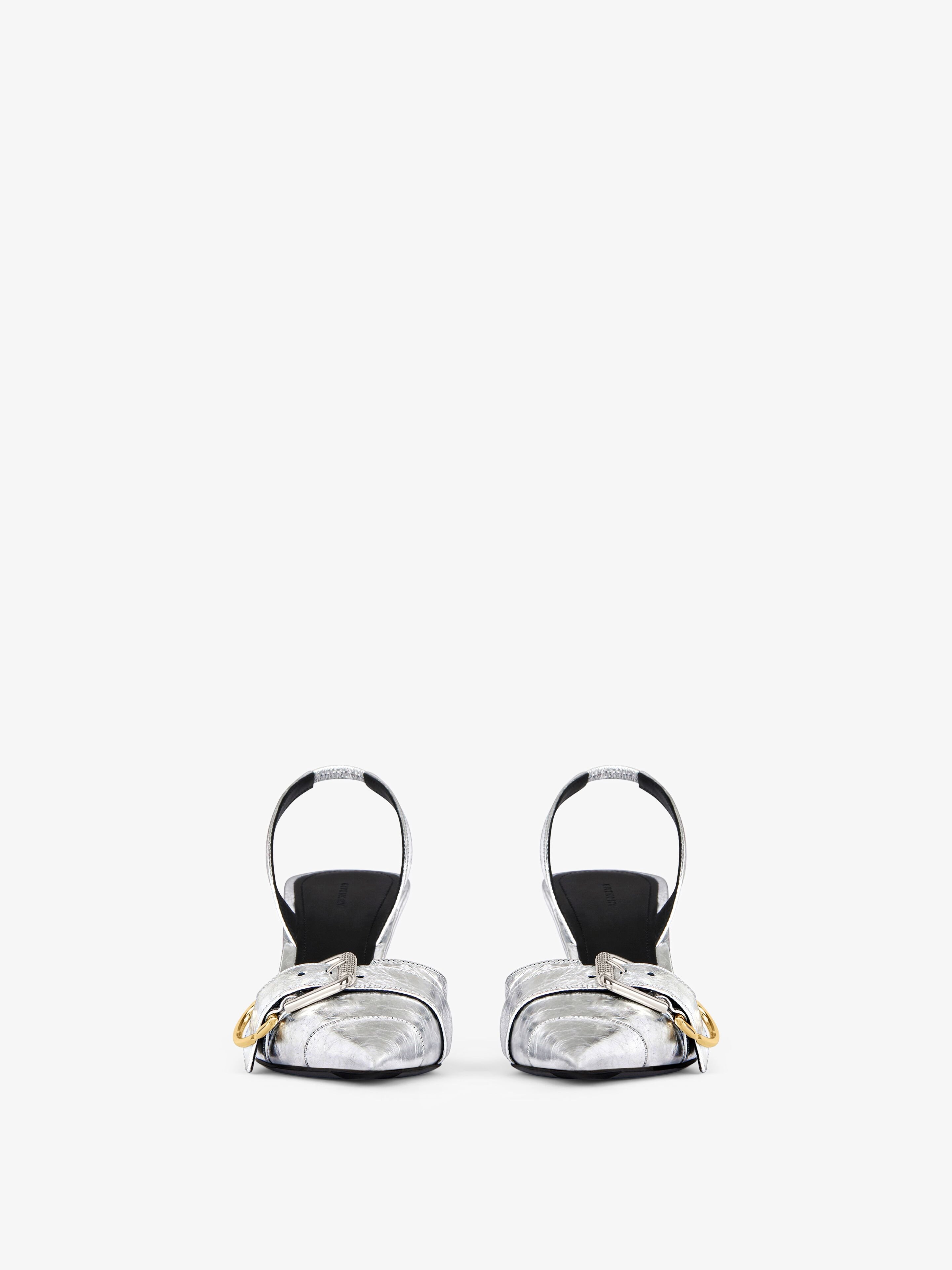 Givenchy Voyou Metallic Buckle Slingback Pumps In White