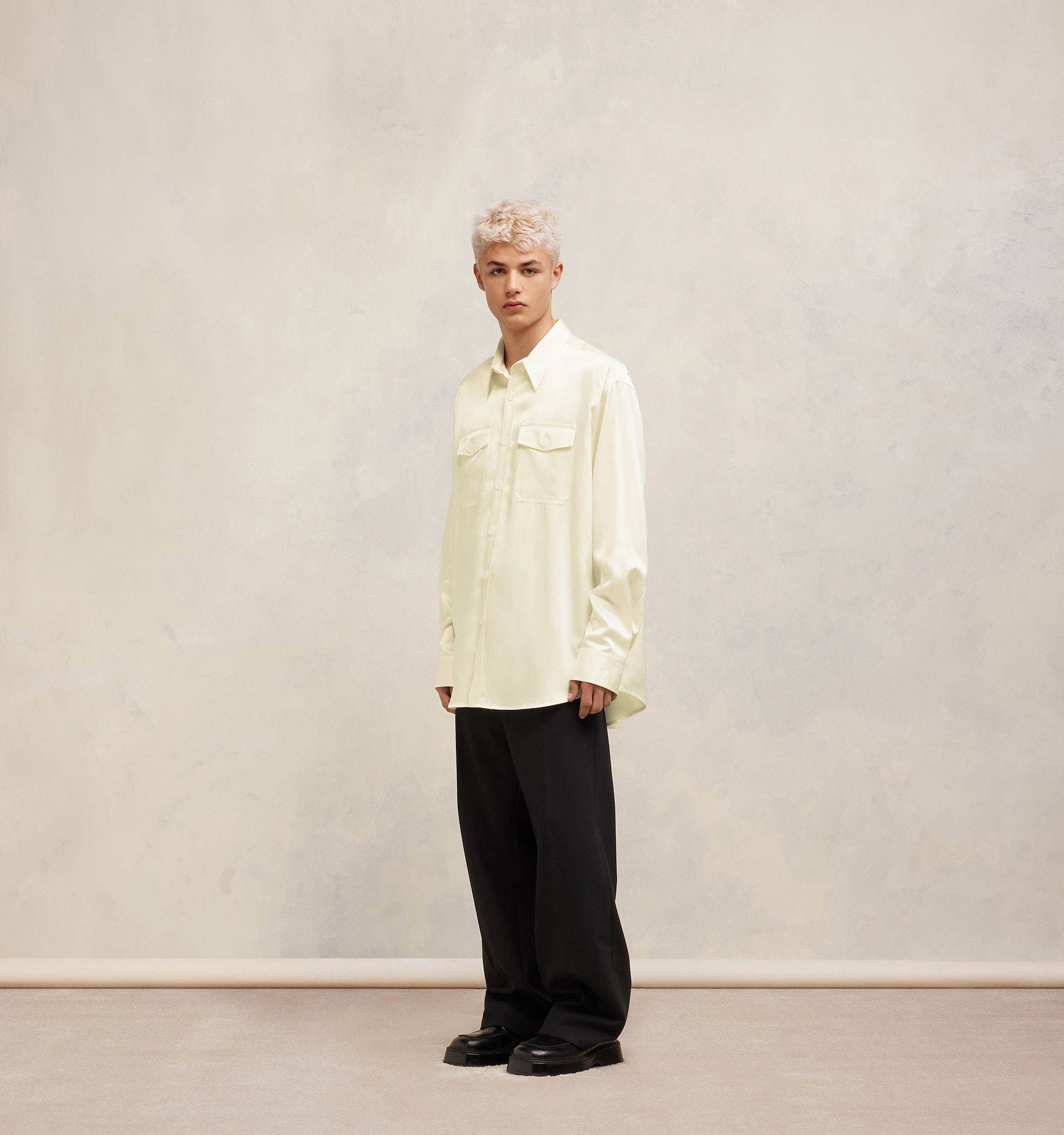 Ami Alexandre Mattiussi Pointed-collar Long-sleeve Shirt In White