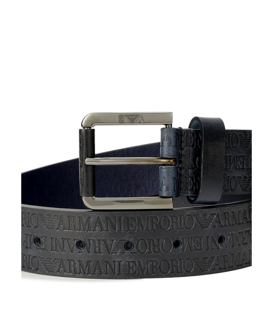Emporio Armani Square Buckle Belt In Black