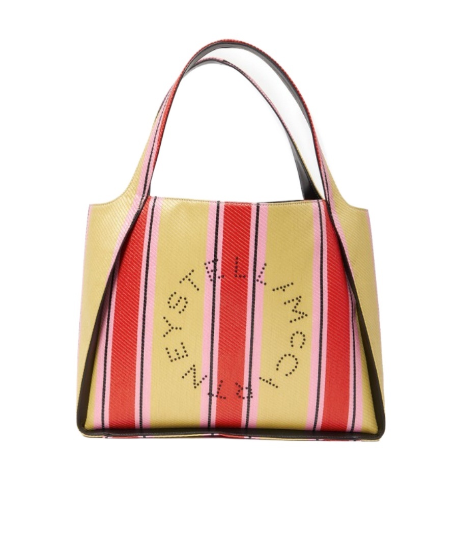 Stella Mccartney Striped Logo Embellished Tote Bag In Multicolor