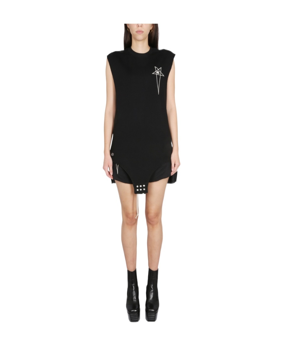 Rick Owens Logo-embroidered Cotton Tank Top In Black