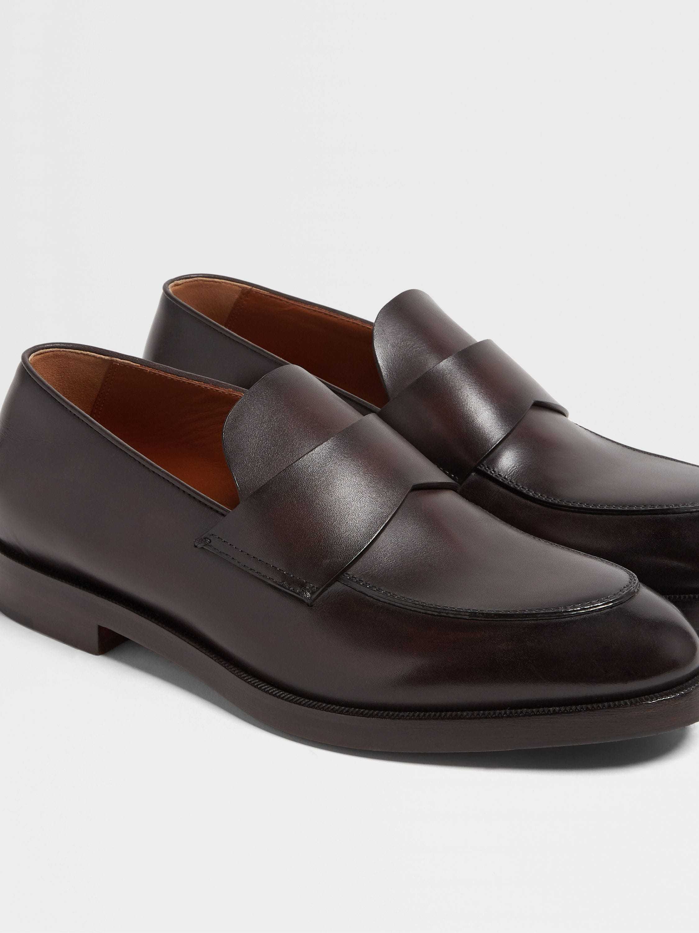 Zegna Torino Loafer Aus Leder In Dunkelbraun In Black