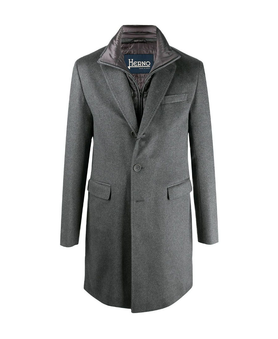 Herno Single-breasted Layered Coat In Black