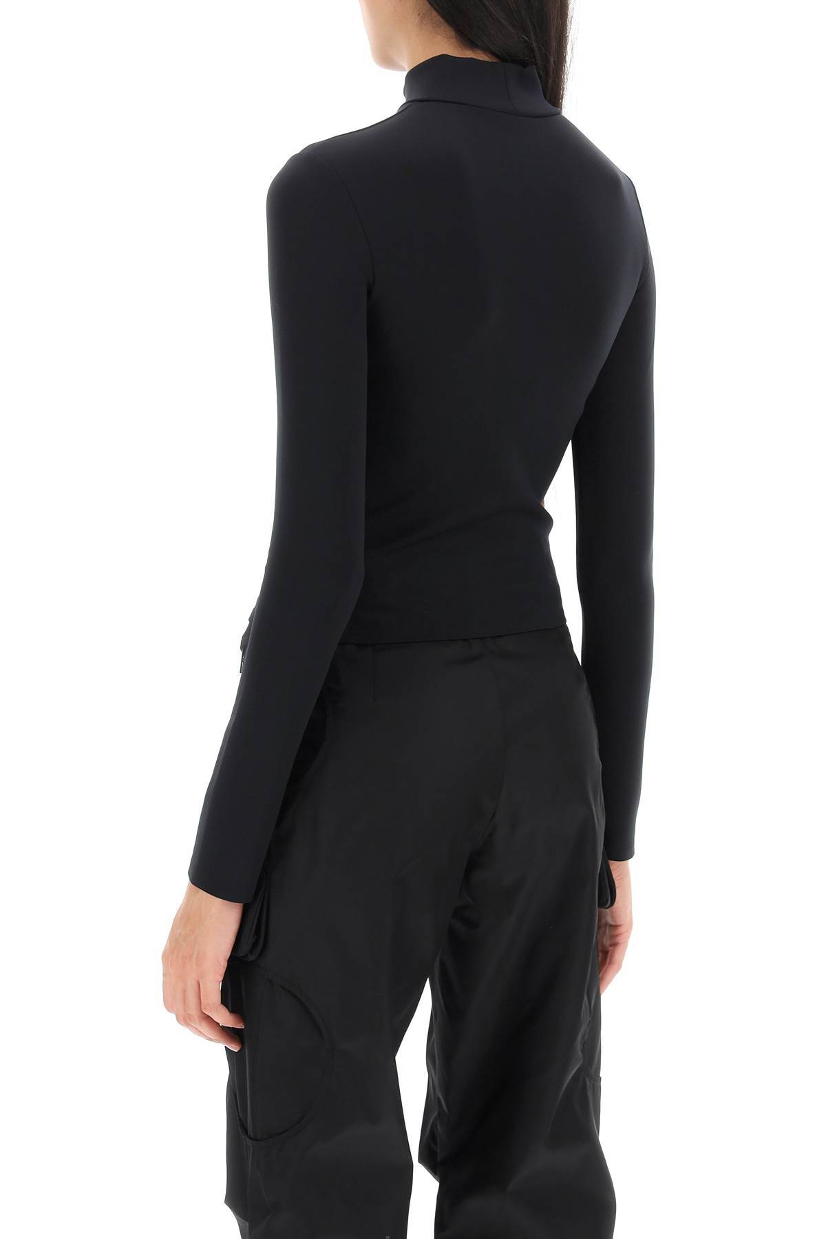 Off-white Logo Printed High Neck Top In Black