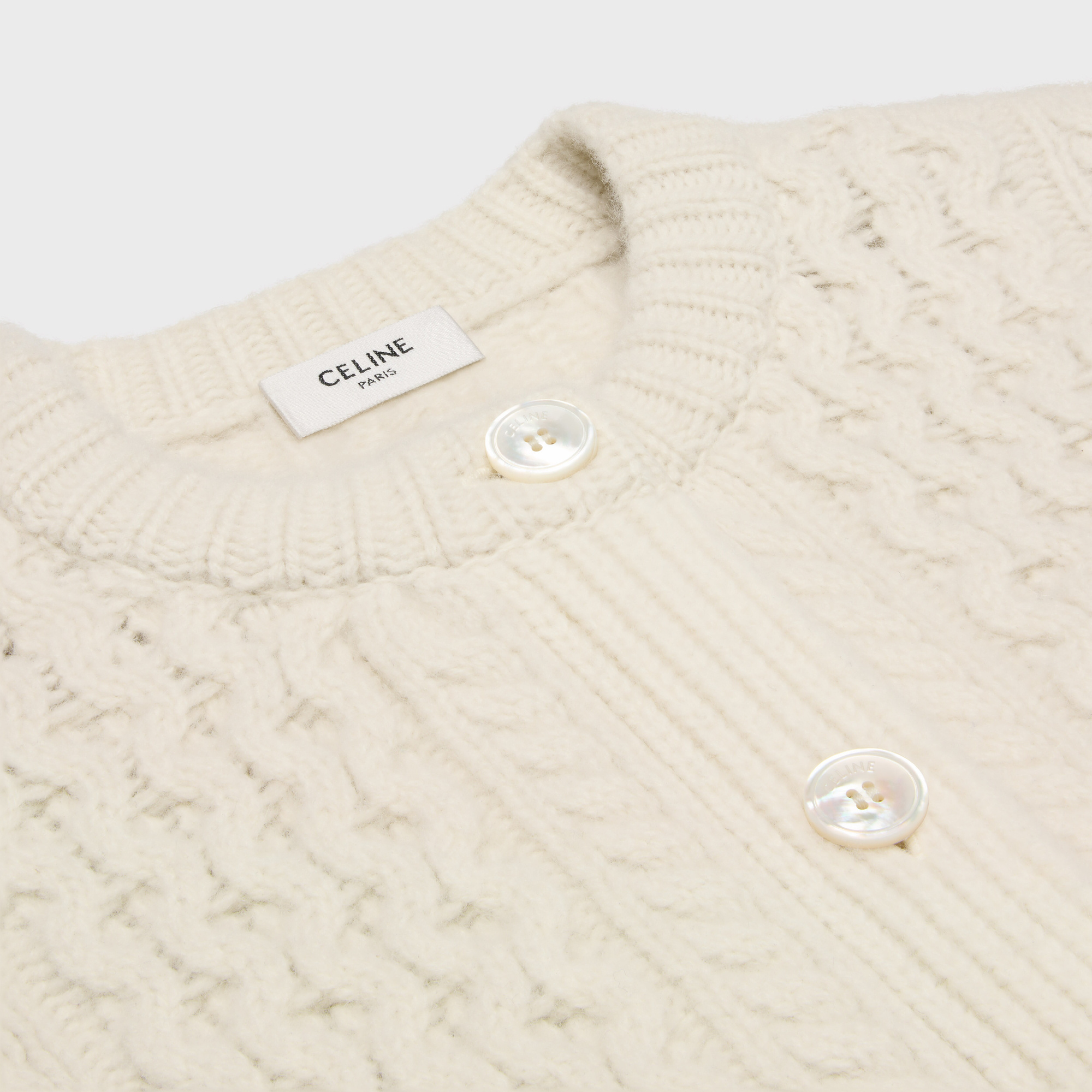 Celine Wool Triomphe Cardigan For Women In Nude