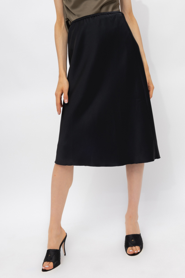 Nanushka Satin-finish Midi-skirt In Black