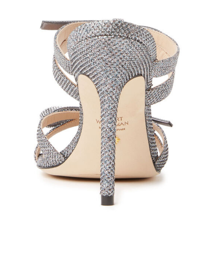 Stuart Weitzman Multicolor Fabric Sw Bow Mules In Gray