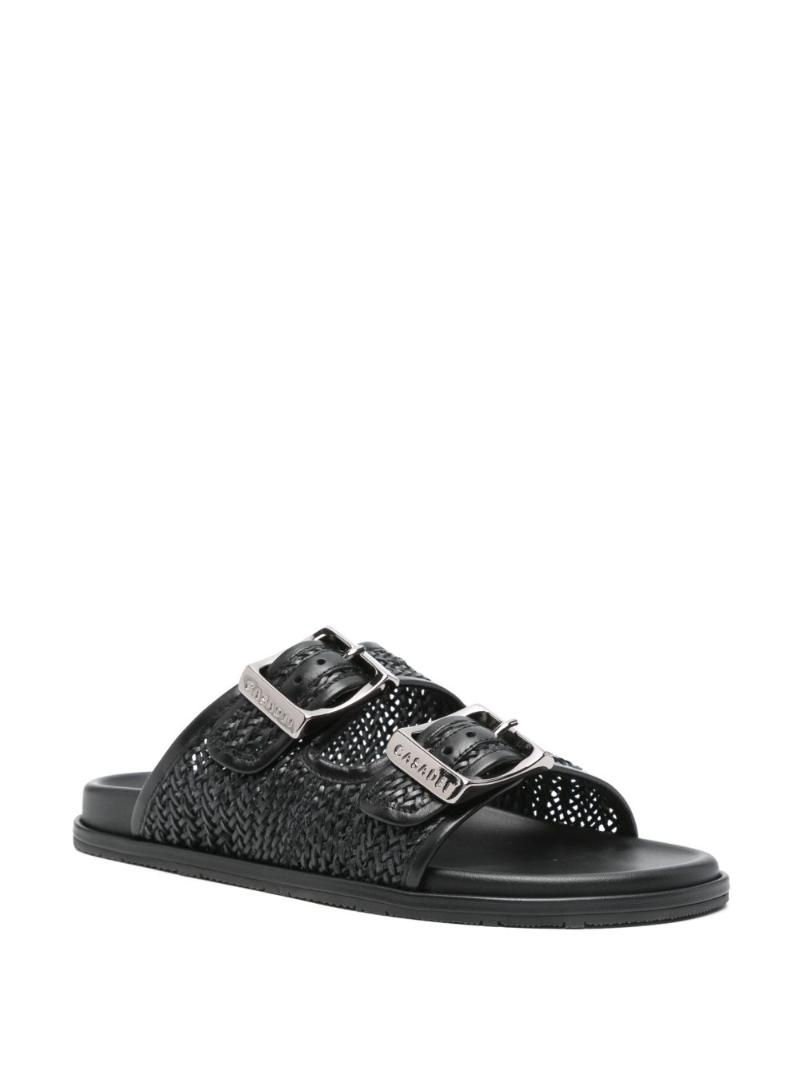 Casadei Perforated Rubber Sole Sandals With Round Toe In Black