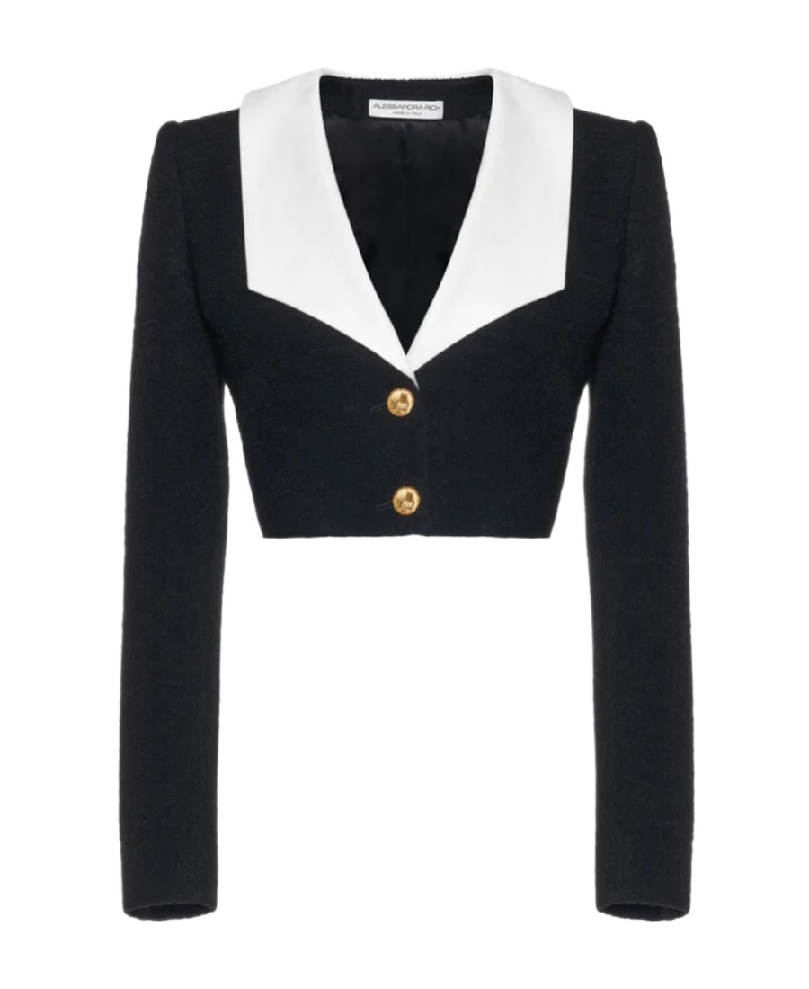 Alessandra Rich Ruffle-collar Jacket In Black