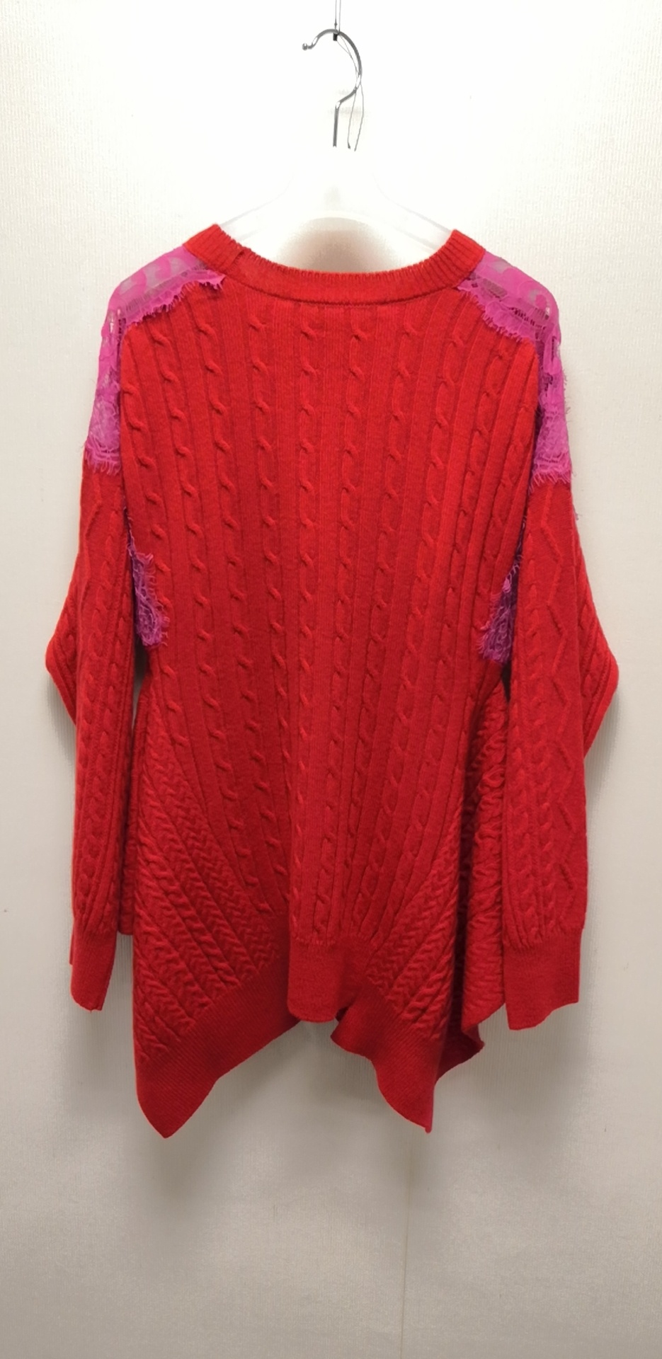 Stella Mccartney Floral Lace Asymmetrical Pullover In Red