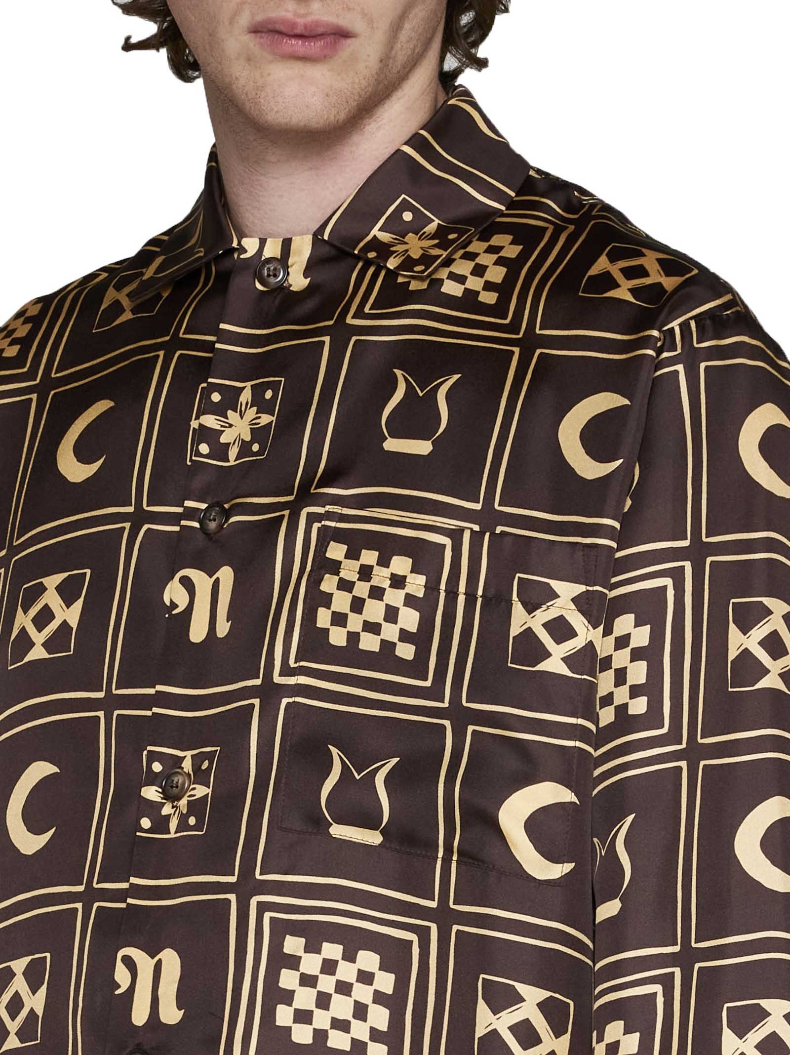 Nanushka Kopjafa-print Silk Shirt In Brown