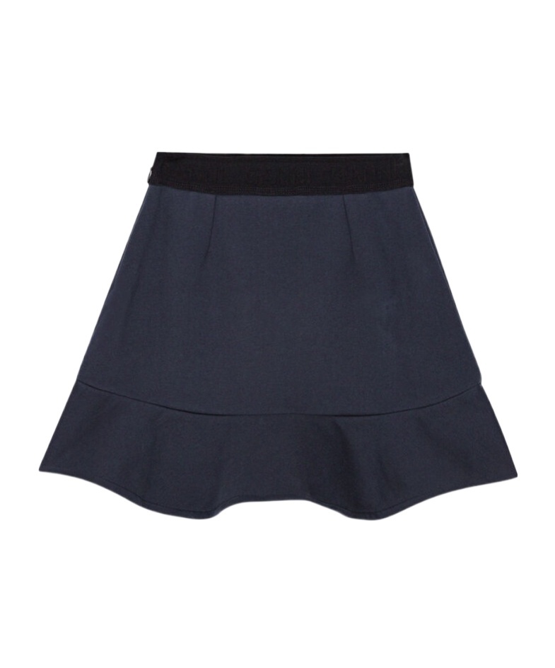 Ganni Navy Heavy Fleece Miniskirt In Black
