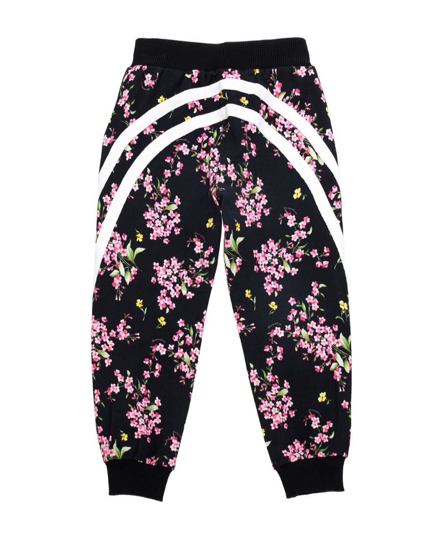 Monnalisa Flower Scraping Jogging Pants In Black