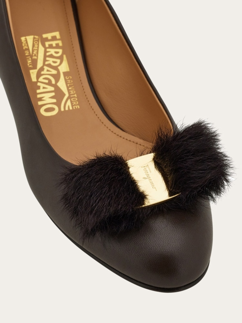 Ferragamo 30mm Vara Bow Block-heel Pumps In Black