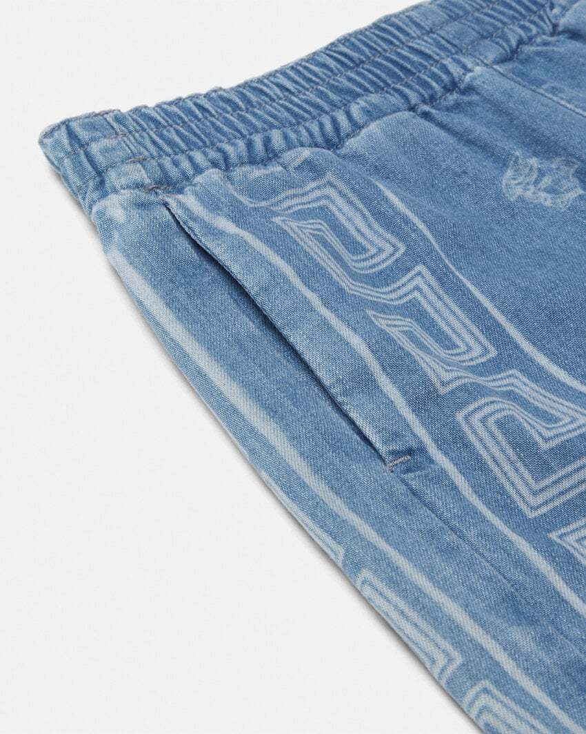 Versace Medusa Bandana Denim Shorts In Blue