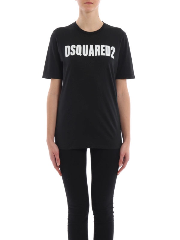 Dsquared2 Logo Printed Pattern T-shirt In Black