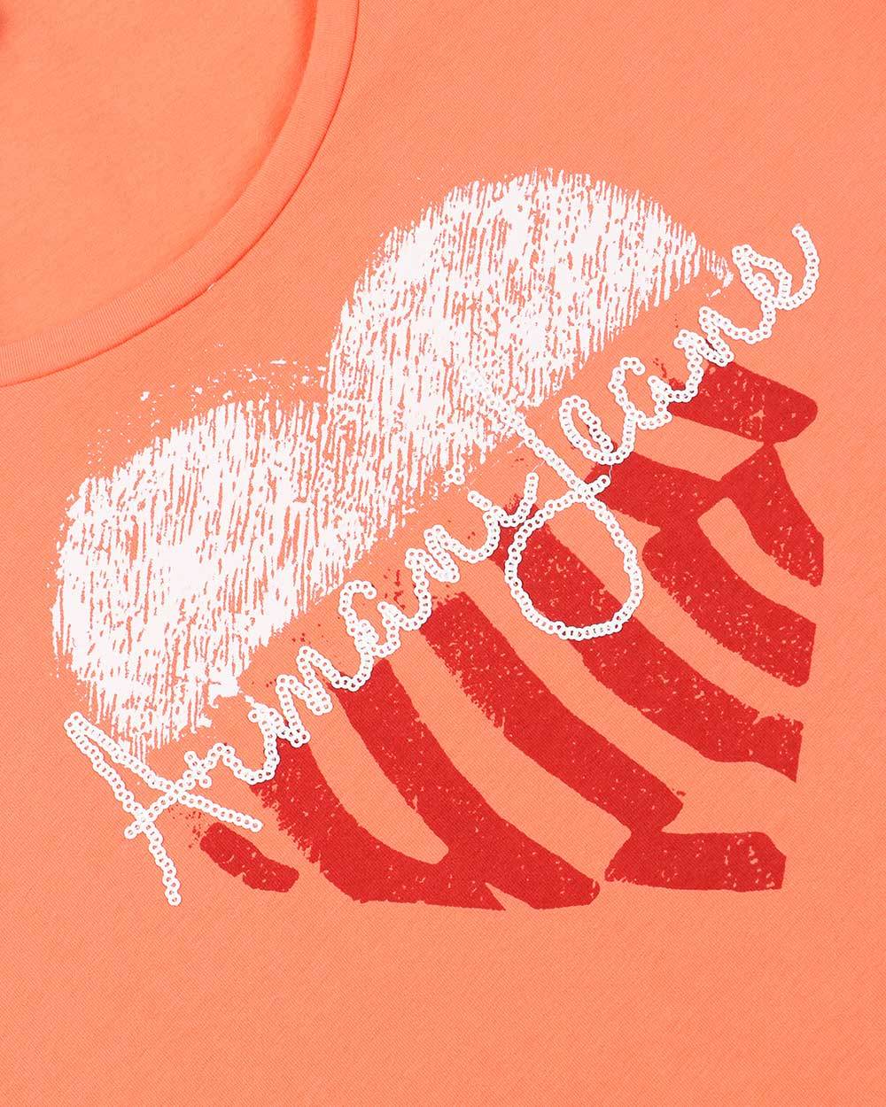 Shop Armani Jeans Round-necked Logo T-shirt In Pink
