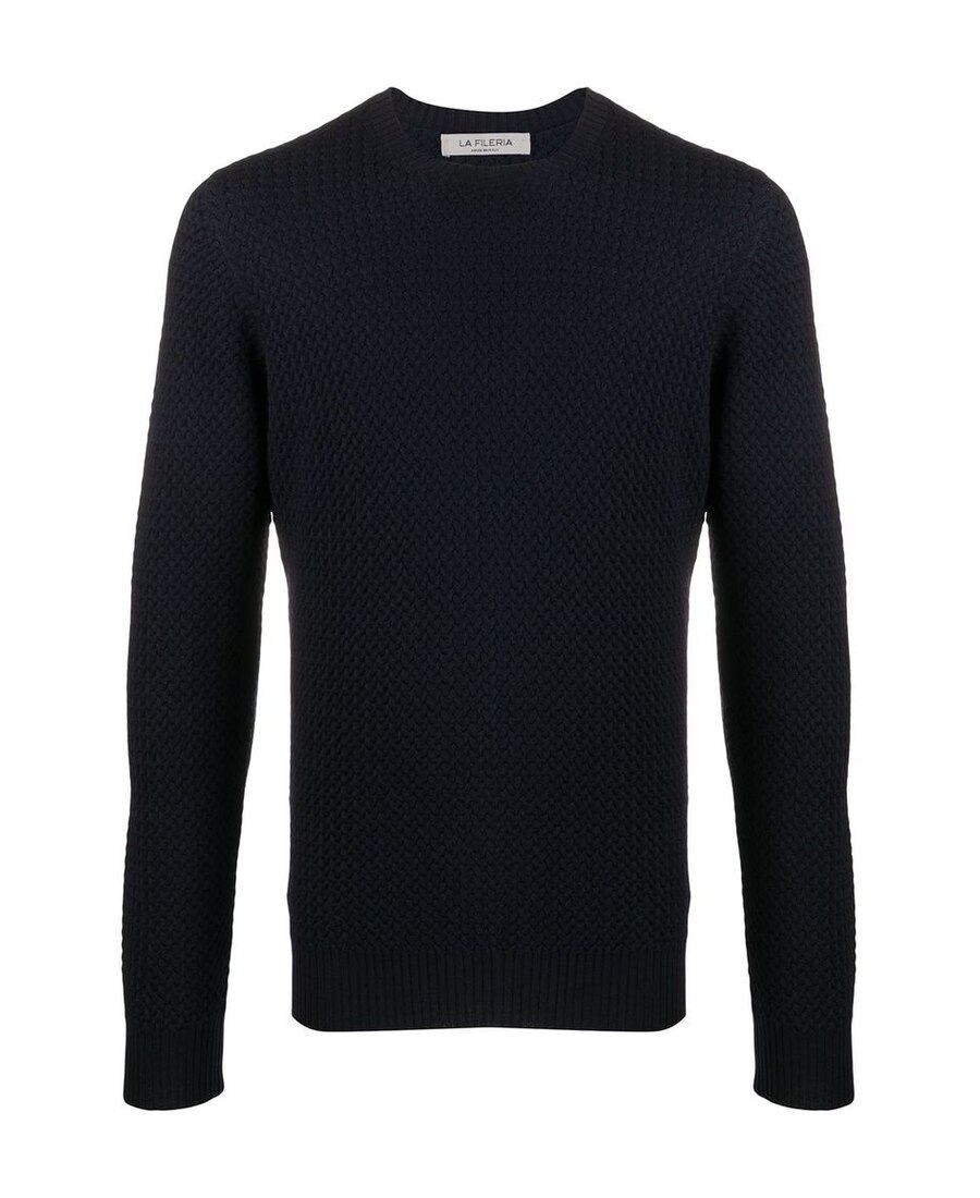 La Fileria For D'aniello Waffle-knit Crew-neck Jumper In Black