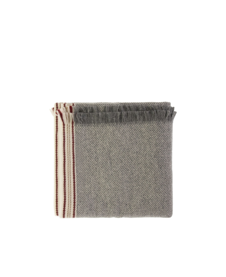 Brunello Cucinelli Cashmere Striped Scarf In Gray